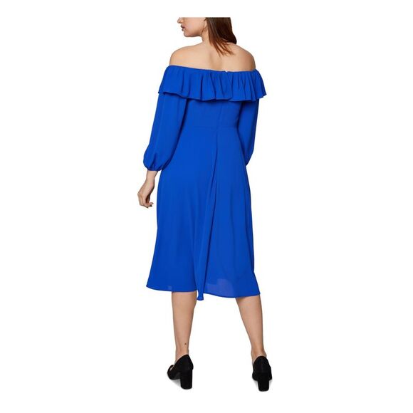 NWT BCBGENERATION Womens Blue Long Sleeve Midi Evening Fit + Flare Dress 2 - Picture 2 of 3